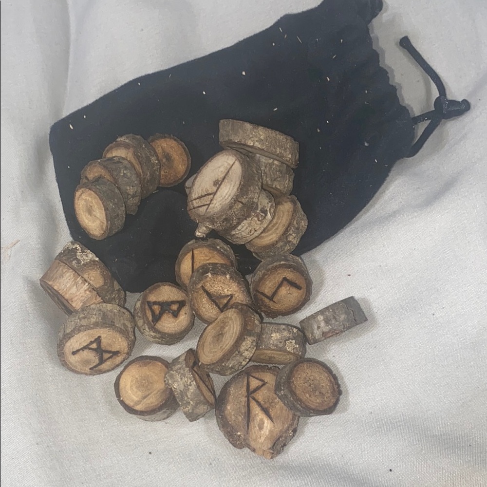 Handcrafted Wooden Rune Set with Pouch